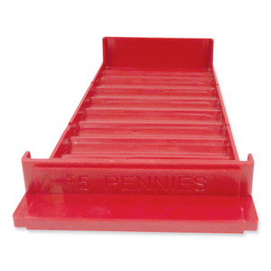 CONTROLTEK Stackable Plastic Coin Tray, Pennies, 10 Compartments, Stackable, 3.75 x 11.5 x 1.5, Red, 2/Pack (CNK560560) View Product Image