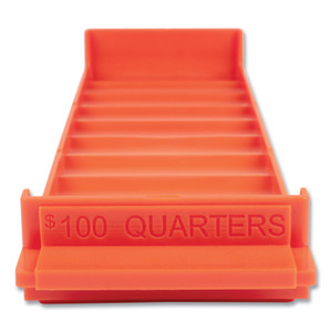 CONTROLTEK Stackable Plastic Coin Tray, Quarters, 10 Compartments, Stackable, 3.75 x 11.5 x 1.5, Orange, 2/Pack (CNK560563) View Product Image