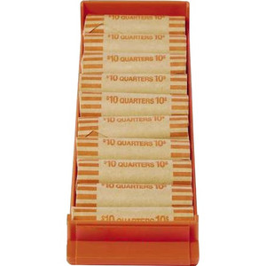 ControlTek Coin Trays for Quarters - Stackable - 10 Coin Compartment(s) - Orange - Plastic Product Image 