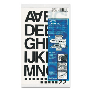 Chartpak Press-On Vinyl Letters and Numbers, Self Adhesive, Black, 1.5"h, 37 Letters and Numbers View Product Image