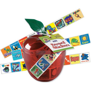 Pacon Plastic Apple Reward Stickers - 1" Height x 1" Width x 4" Length - Red - Plastic Product Image 