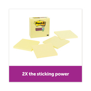 Post-it Notes Super Sticky Pads in Canary Yellow, Note Ruled, 4" x 4", 90 Sheets/Pad, 4 Pads/Pack (MMM70005166353) View Product Image