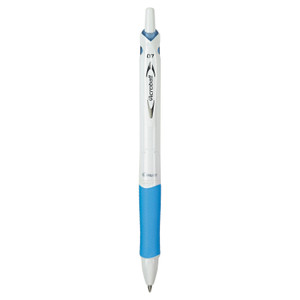 Pilot Acroball PureWhite Advanced Ink Hybrid Gel Pen, Retractable, Fine 0.7 mm, Black Ink, White/Blue Barrel (PIL31850) View Product Image