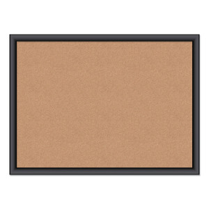 U Brands Cork Bulletin Board, 24" x 18" (Actual Size: 23" x 17"), Tan Surface, Black Wood Frame View Product Image