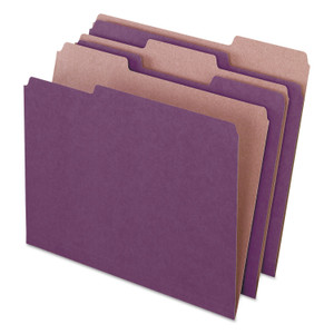 Pendaflex Earthwise by Pendaflex 100% Recycled Colored File Folders, 1/3-Cut Tabs: Assorted, Letter, 0.5" Expansion, Violet, 100/Box View Product Image