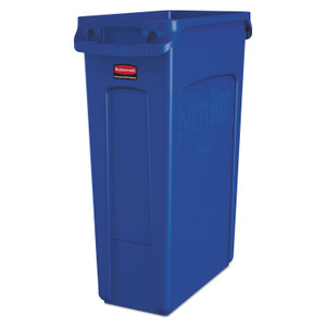 Rubbermaid Commercial Slim Jim with Venting Channels, 23 gal, Plastic, Blue (RCP1956185) View Product Image