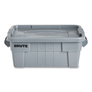 Rubbermaid Commercial BRUTE Tote with Lid, 14 gal, 27.5" x 16.75" x 10.75", Gray View Product Image