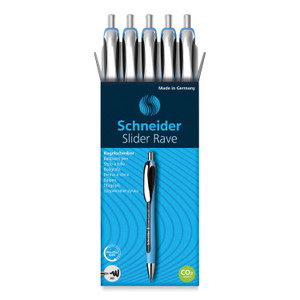 Schneider Slider Rave XB Ballpoint Pen, Retractable, Extra-Bold 1.4 mm, Black Ink, Black/Light Blue Barrel (RED132501) View Product Image