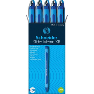 Schneider Slider Memo XB Ballpoint Pen - 1.4 mm Extra Broad Pen Point - Blue Ink - Blue Rubberized, Light Blue Barrel - Stainless Steel Tip Product Image 