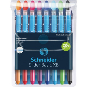 Schneider Slider Basic XB Ballpoint Pen Wallet - 1.4 mm Extra Broad Pen Point - Black, Red, Blue, Light Green, Orange, Violet, Pink, Light Blue Ink Product Image 