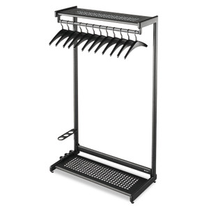 Quartet Single-Sided Rack with Two Shelves, 12 Hangers, Steel, 48w x 18.5d x 61.5h, Black (QRT20224) View Product Image