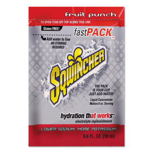 Sqwincher Fast Pack Drink Mix  Fruit Punch  0.6 Fl Oz  Pack  Yields 6 Oz (690-159015305) View Product Image