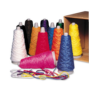 Pacon Trait-tex Double Weight Yarn Cones, 2-Ply, 2 oz, 100% Acrylic, Assorted Colors, 12/Box (PAC00590) Product Image 