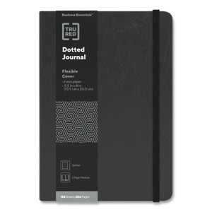 TRU RED Flexible-Cover Business Journal with Elastic Closure, 1-Subject, Dotted Rule, Black Cover, (128) 8 x 5.5 Sheets View Product Image