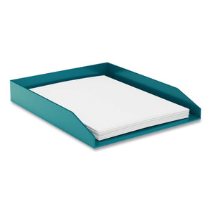 TRU RED Front-Load Stackable Plastic Document Tray, 1 Section, Letter Size Files, 9.8 x 12.24 x 1.75, Teal View Product Image