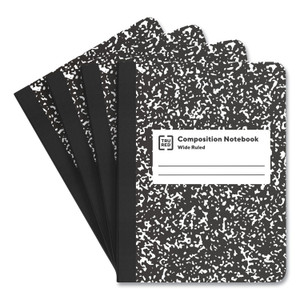Composition Notebook, Wide/legal Rule, Black Marble Cover, 9.75 X 7.5, 100 Sheets, 4/pack View Product Image
