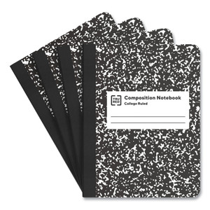 Composition Notebook, Medium/college Rule, Black Marble Cover, 9.75 X 7.5, 100 Sheets, 4/pack View Product Image