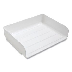 Side-Load Stackable Plastic Document Tray, 1 Section, Letter-Size, 12.63 X 9.72 X 3.01, White, 6/pack View Product Image