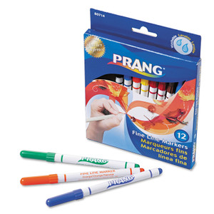 Prang Fine Line Markers, Fine Bullet Tip, Assorted Colors, 12/Set (DIX80714) View Product Image