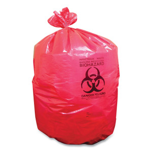 Coastwide Professional Biohazard Can Liners, 33 gal, 33 x 39, Red, 150/Carton (CWZ342592) View Product Image