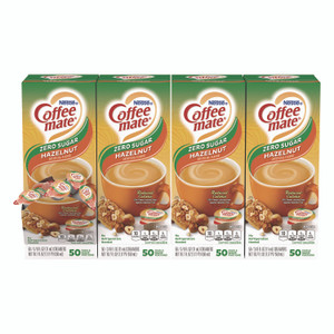 Coffee mate Liquid Coffee Creamer, Zero Sugar Hazelnut, 0.38 oz Mini Cups, 50/Box, 4 Boxes/Carton View Product Image