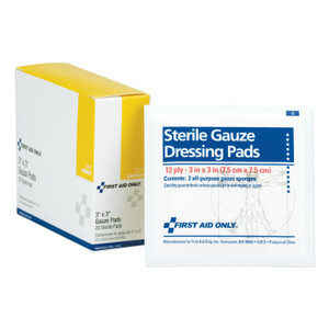 First Aid Only Gauze Dressing Pads, Sterile, 3 x 3, 10 Dual-Pads/Box (FAOI211) View Product Image