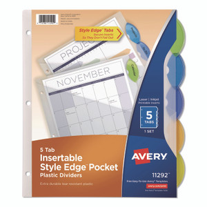 Avery Insertble Style Edge Plastic Pocket Dividers - 5 x Divider(s) - (AVE11292) Product Image 