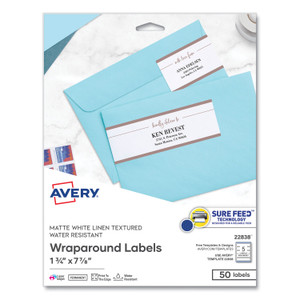Avery Rectangle Labels, Inkjet/Laser Printers, 7.85 x 1.75, Textured White, 5/Sheet, 10 Sheets/Pack View Product Image