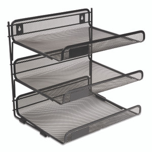 TRU RED Side-Load Open Design Wire Mesh Horizontal Document Organizer, 3 Sections, Letter-Size, 13.78 x 11.22 x 13.38, Matte Black View Product Image