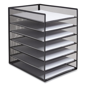 TRU RED Front-Load Enclosed Wire Mesh Horizontal Document Organizer, 6 Sections, Letter-Size, 9.25 x 13.38 x 13.38, Matte Black View Product Image