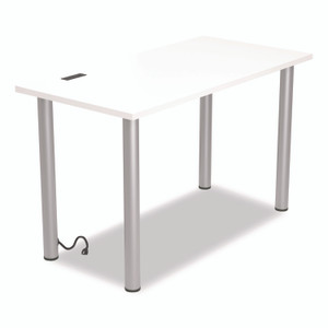 Union & Scale Essentials Writing Table-Desk with Integrated Power Management, 47.5" x 23.7" x 28.8", White/Aluminum View Product Image