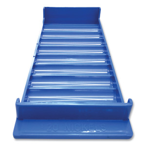 CONTROLTEK Stackable Plastic Coin Tray, 10 Compartments, Stackable, 3.75 x 10.5 x 1.5, Blue, 2/Pack View Product Image