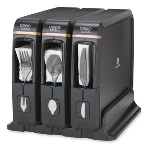 Dixie SmartStock Wrapped Cutlery Dispenser, Holds Forks/Knives/Spoons, 12.44 x 11.17 x 10.5, Black View Product Image
