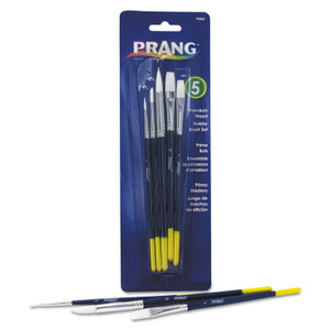 Prang Hobby Five-Brush Set, Assorted Sizes, Natural Hair, Flat; Round Profiles, 5/Set (DIX94005) View Product Image