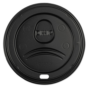 Dixie Sip-Through Dome Hot Drink Lids, Fits 20 oz to 24 oz Cups, Black, 100/Pack, 10 Packs/Carton (DXED9550B) View Product Image