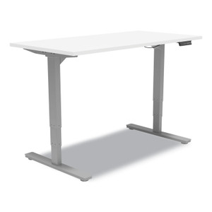 Union & Scale Essentials Electric Sit-Stand Desk, 55.1" x 27.5" x 25.9" to 51.5", White/Aluminum View Product Image
