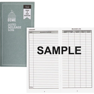 Dome Auto Mileage Log - 32 Sheet(s) - 3.25" x 6.25" Sheet Size - Gray - White Sheet(s) - Gray Print Color Product Image 
