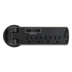 Safco Pull-Up Power Module, 4 Outlets, 2 USB Ports, 8 ft Cord, Black View Product Image