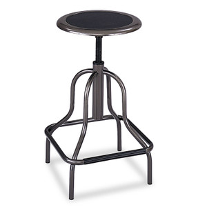 Safco Diesel Industrial Stool, Backless, Supports Up to 250 lb, 22" to 27" High Black Seat, Pewter Base, Ships in 1-3 Business Days (SAF6665) View Product Image