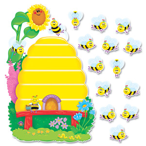 TREND Busy Bees Job Chart Plus Bulletin Board Set, Busy Bees, 18.25" x 17.5", Assorted Colors, 37/Pack View Product Image