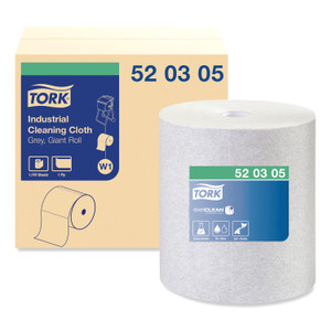 Tork Industrial Cleaning Cloths, 1-Ply, 12.6 x 13.3, Gray, 1,050 Wipes/Roll View Product Image
