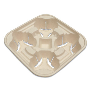 World Centric Fiber Cup Carriers, 8 oz to 22 oz, Four Cups, Natural, 600/Carton View Product Image