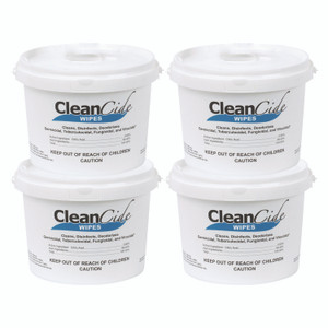 Wexford Labs CleanCide Disinfecting Wipes, 1-Ply, 8 x 5.5, Fresh Scent, White, 400/Tub, 4 Tubs/Carton View Product Image