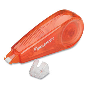 AbilityOne 7510016919217 SKILCRAFT Correction Tape Mini-Dispenser, Non-Refillable, Orange Applicator, 0.2" x 236" (NSN6919217) View Product Image