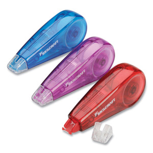 AbilityOne 7510016919221 SKILCRAFT Correction Tape Mini-Dispenser, Non-Refillable, Blue/Purple/Red, 0.2" x 236", 3/Pack (NSN6919221) View Product Image