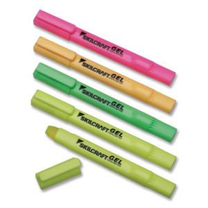 AbilityOne 7520016919223 SKILCRAFT Gel Highlighter, Assorted Ink Colors, Chisel Tip, Assorted Barrel Colors, 5/Pack (NSN6919223) View Product Image