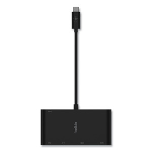 Belkin USB-C Multimedia + Charge Adapter, 4K HDMI/USB-A/USB-C/VGA, 4.9 ft, Black (BLKAVC004BKBL) View Product Image