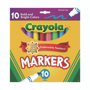 Crayola Non-Washable Marker, Broad Bullet Tip, Assorted Tropical Colors, 10/Pack View Product Image