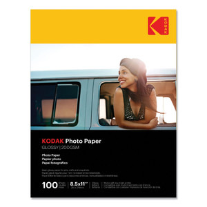 Kodak Photo Paper, 8 mil, 8.5 x 11, Glossy White, 100/Pack (KOD41183) View Product Image