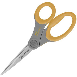 Acme United Corporation Scissors, Antimicrobial, Straight, 8" Blades, Gray/Yellow (ACM17805) View Product Image